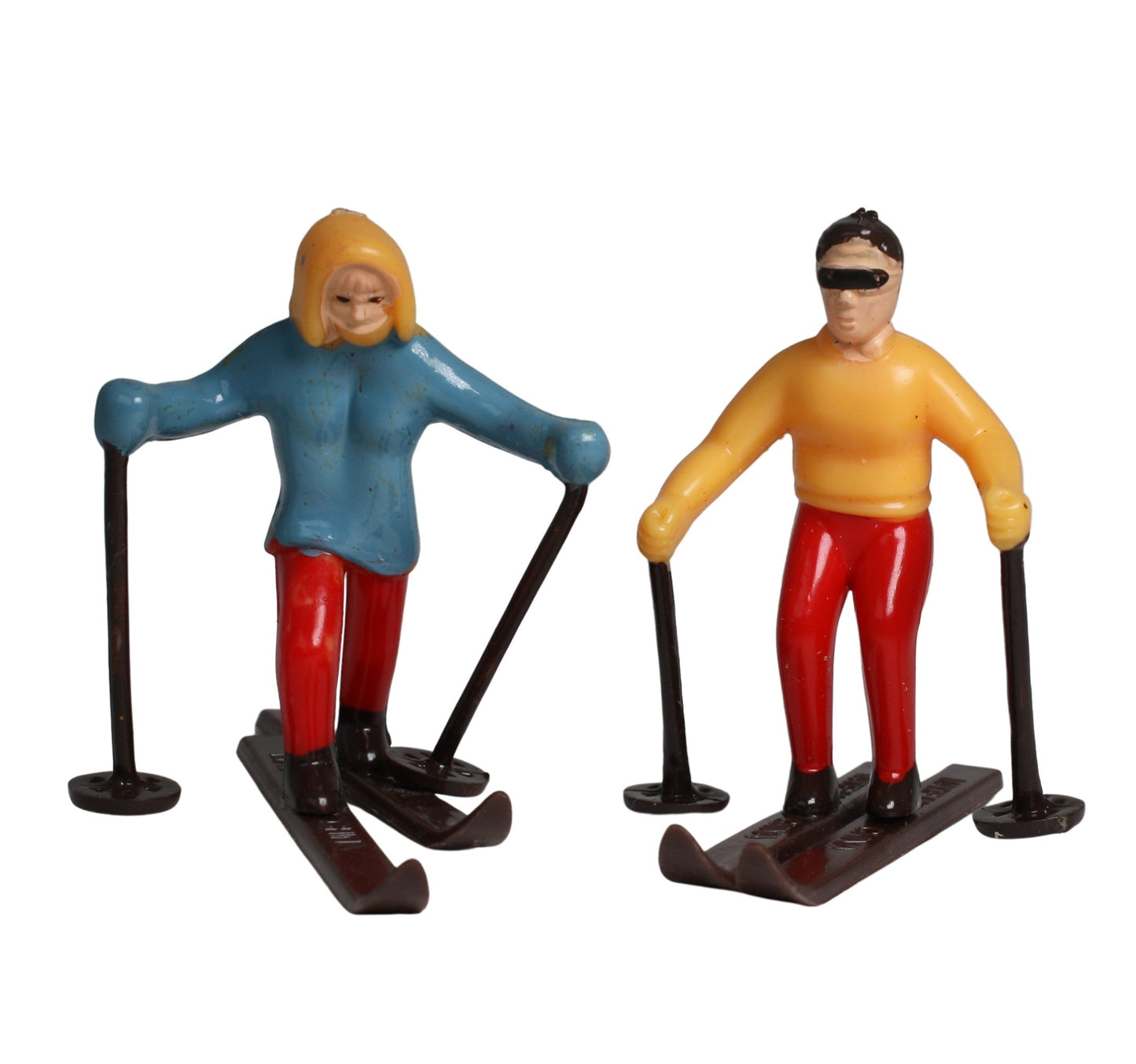 Skiers - 1960 Vintage - Two Retro Figures  - 204-8823