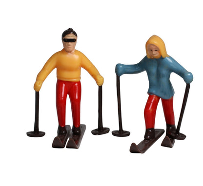 Skiers - 1960 Vintage - Two Retro Figures  - 204-8823
