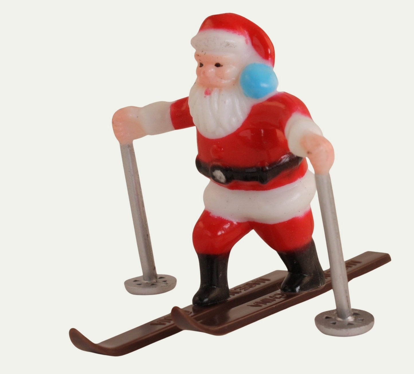 Santa Skiers - 1960 Vintage Style - Two Retro Figures  - 204-8826