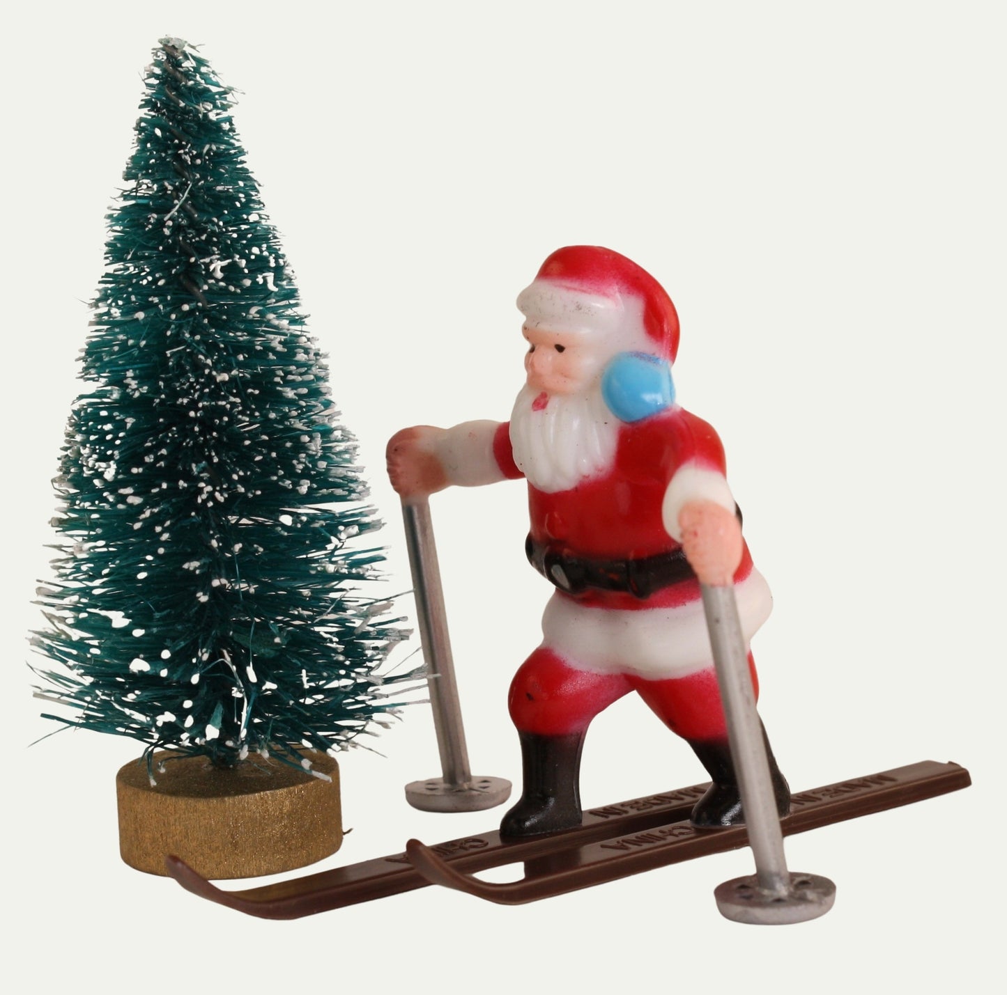 Santa Skiers - 1960 Vintage Style - Two Retro Figures  - 204-8826