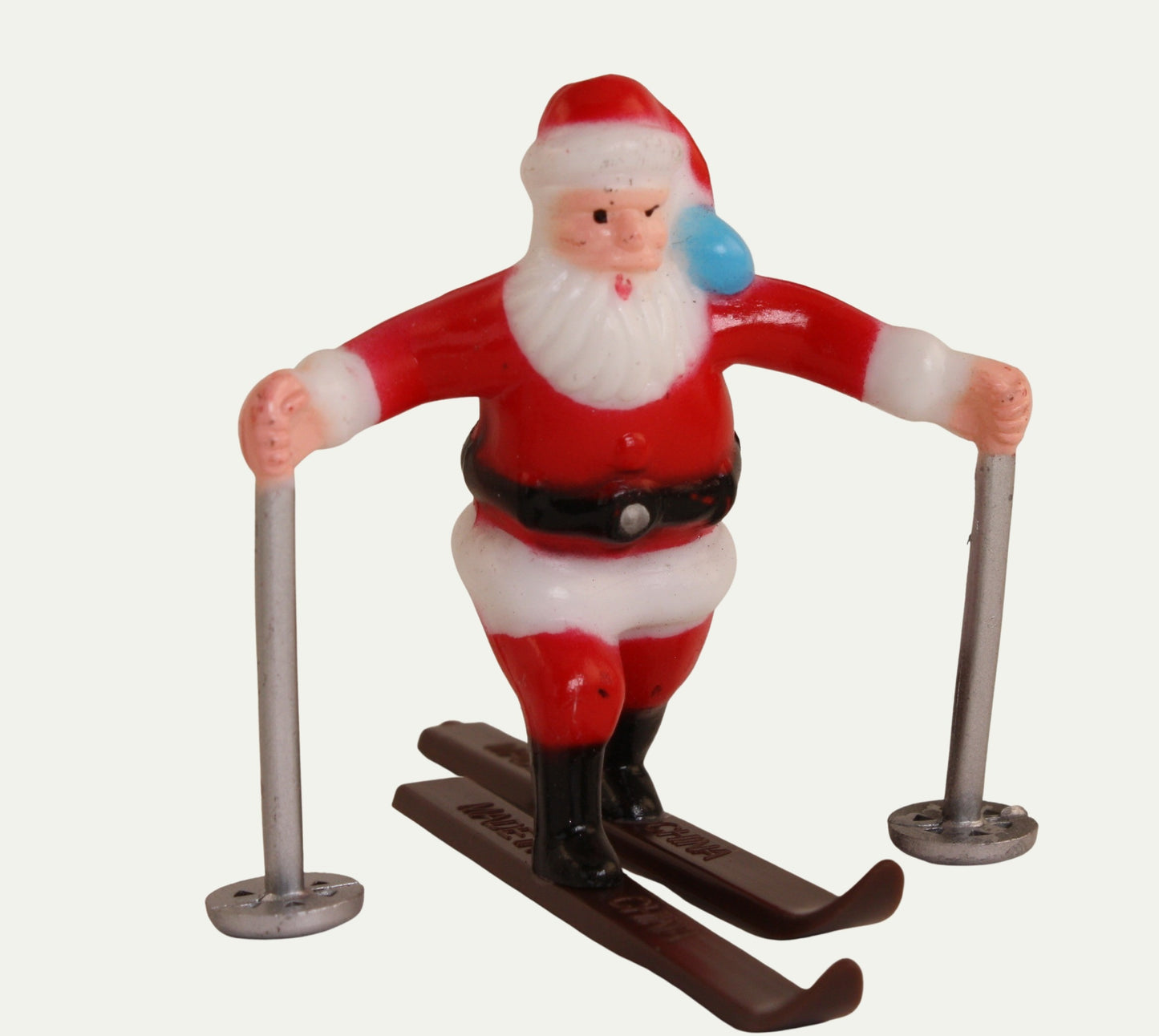 Santa Skiers - 1960 Vintage Style - Two Retro Figures  - 204-8826