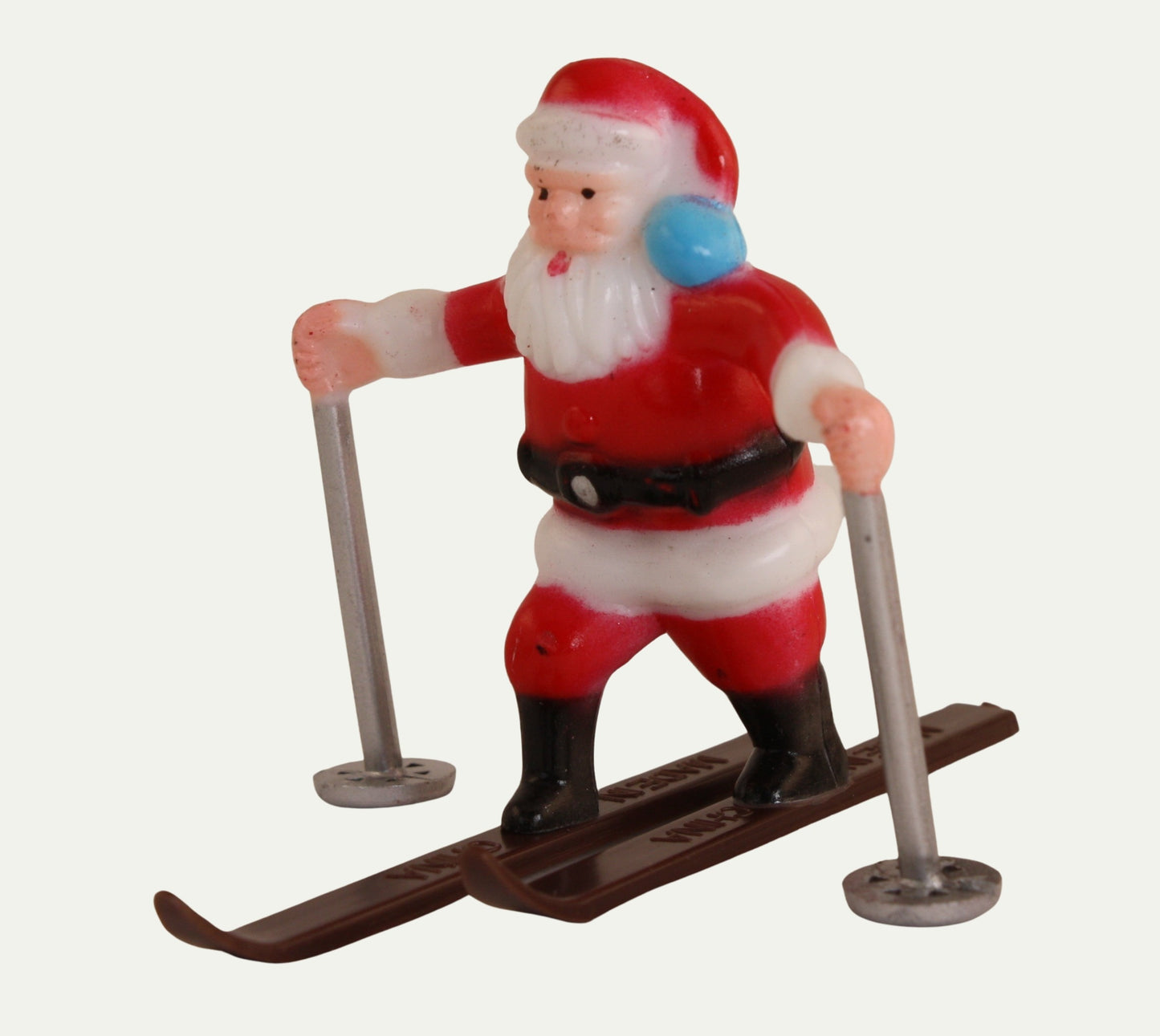 Santa Skiers - 1960 Vintage Style - Two Retro Figures  - 204-8826