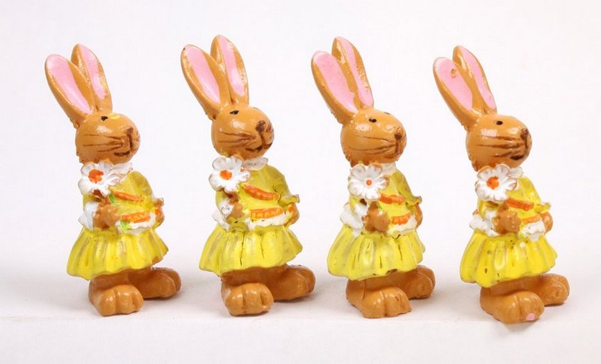 Bunny Girls - With Flower - Set of 4 - Easter - 205-0484