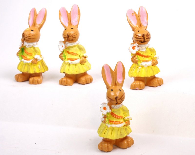 Bunny Girls - With Flower - Set of 4 - Easter - 205-0484