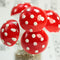 Red - Large Cotton Spun Mushrooms  - Set of 10 - (218-0114)