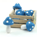 Blue - Wood - Hand Crafted - 3/4" Mushrooms 218-0129