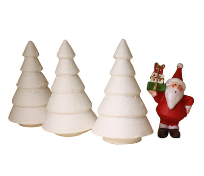 Christmas Tree - 3" Tall White Spun Cotton - Set of 4 - 218-0160