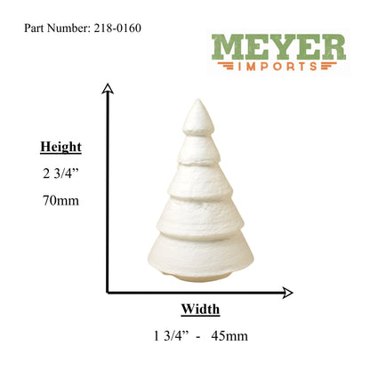 Christmas Tree - 3" Tall White Spun Cotton - Set of 4 - 218-0160