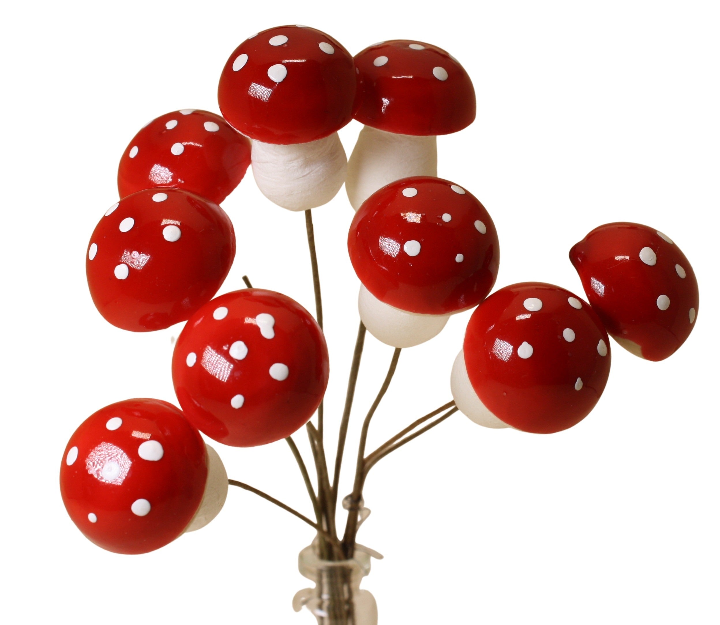 Red Mushrooms - 3/4" Red Spun Cotton - 10 Pcs - 218-0167
