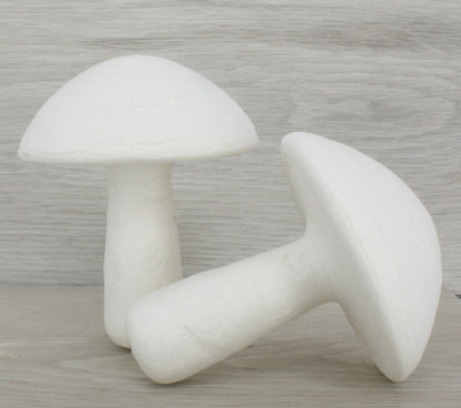 Mushrooms - 3.3" White Spun Cotton - Set of 2 - 218-0173