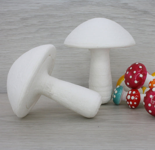 Mushrooms - 3.3" White Spun Cotton - Set of 2 - 218-0173