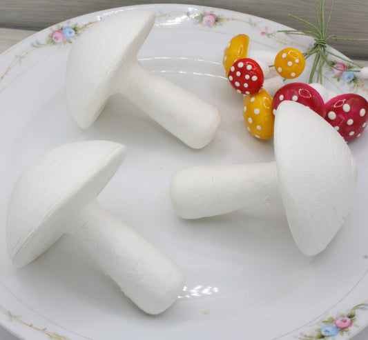 Mushrooms - 3.3" White Spun Cotton - Set of 2 - 218-0173