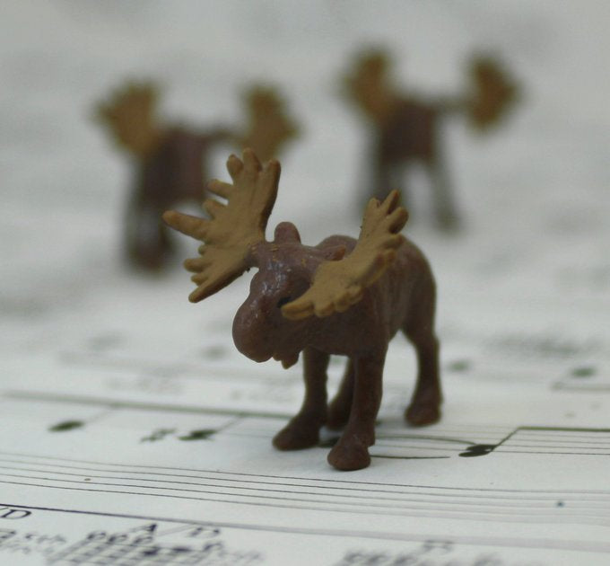 Moose - Tiny - Hand Painted -  Set of 4 - 234-8222