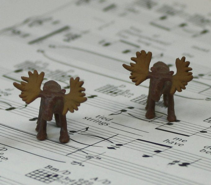 Moose - Tiny - Hand Painted -  Set of 4 - 234-8222