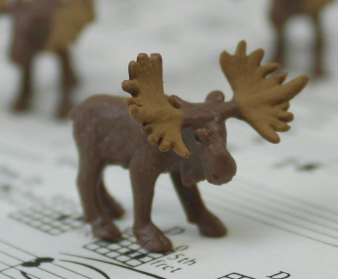 Moose - Tiny - Hand Painted -  Set of 4 - 234-8222