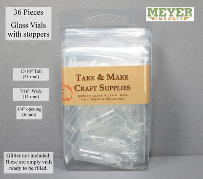 Glass Wishing Vials - 13/16" Tall Vials - 36 pcs - 310-1025