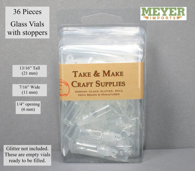 Glass Wishing Vials - 13/16" Tall Vials - 36 pcs - 310-1025