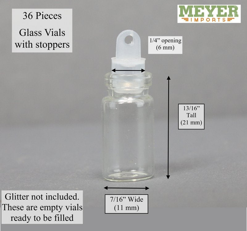 Glass Wishing Vials - 13/16" Tall Vials - 36 pcs - 310-1025