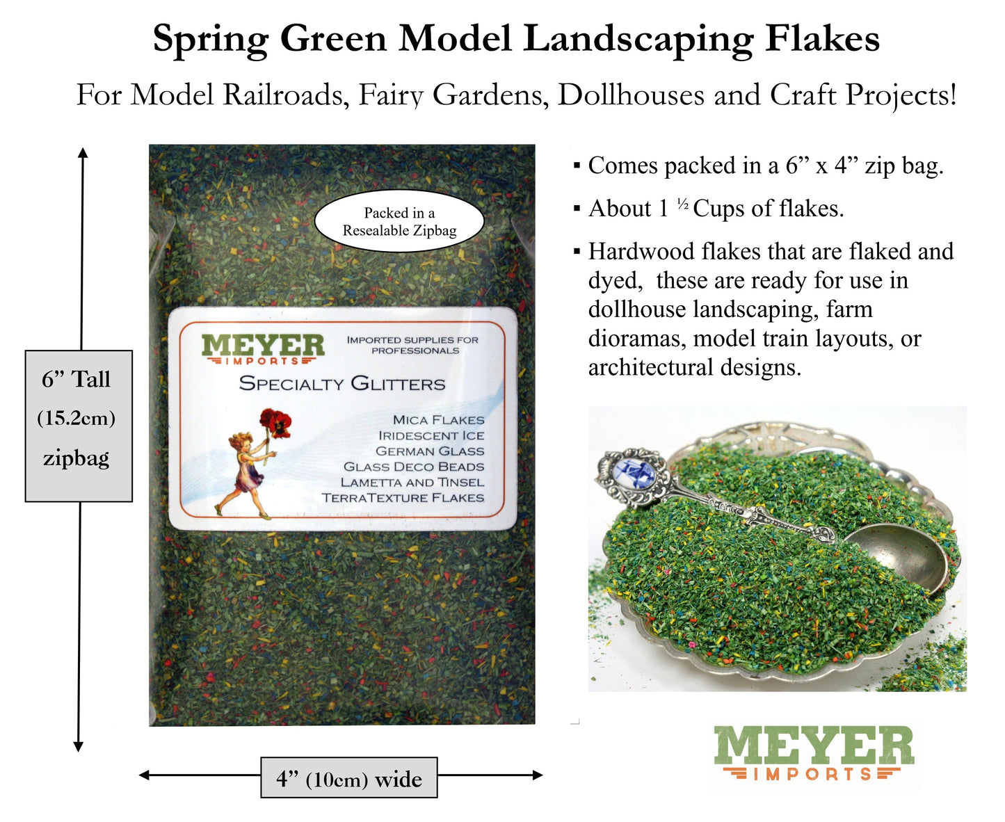 Green (Spring Green) Wood Scenery Flakes - 2oz Zipbag - 311-0743