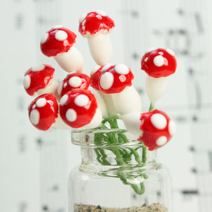 Red - Plaster - Small Mushrooms - Set of 10 - 3/8" - 703-0810