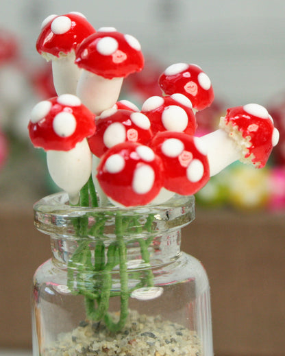 Red - Plaster - Small Mushrooms - Set of 10 - 3/8" - 703-0810