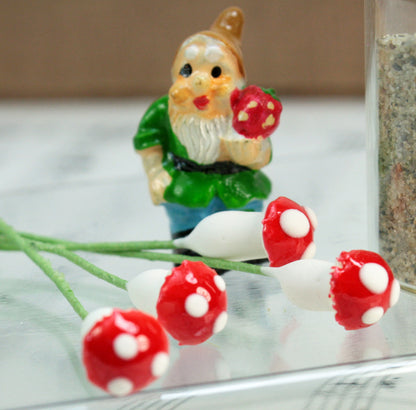 Red - Plaster - Small Mushrooms - Set of 10 - 3/8" - 703-0810
