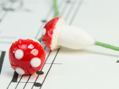 Red - Plaster - Small Mushrooms - Set of 10 - 3/8" - 703-0810