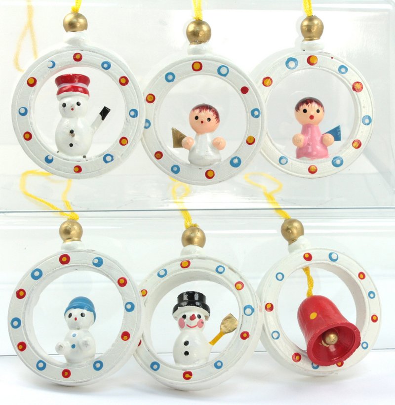 Christmas Ornaments -  Set of 6 - Vintage German - 701-1008