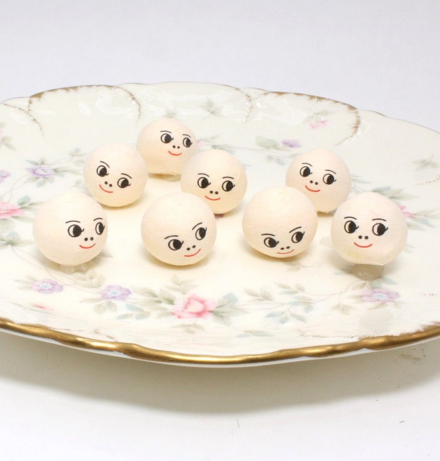 Doll Heads - 3/4" Spun Cotton with Faces - Set of 10 - 703-0183
