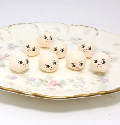 Doll Heads - 3/4" Spun Cotton with Faces - Set of 10 - 703-0183
