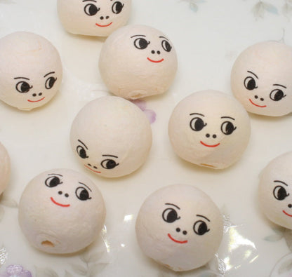 Doll Heads - 3/4" Spun Cotton with Faces - Set of 10 - 703-0183