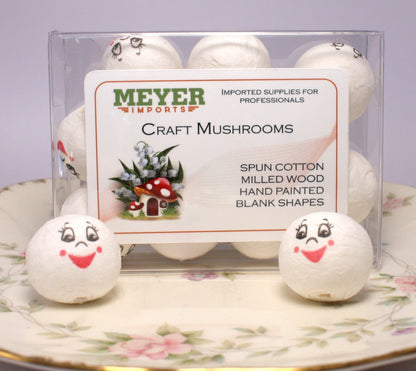 Happy Angel - 1" White Cotton Heads - Set of 10 - 703-0250