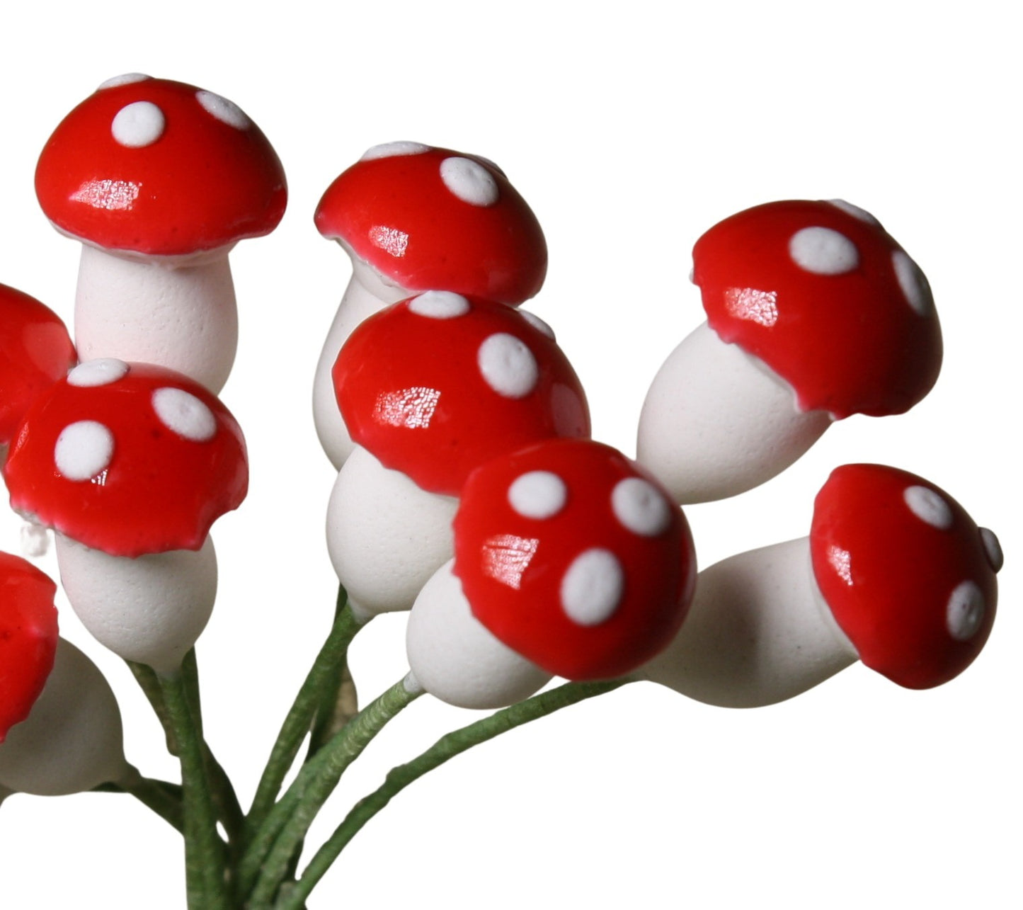 Red - Plaster - Small Mushrooms - Set of 10 - 3/8" - 703-0810