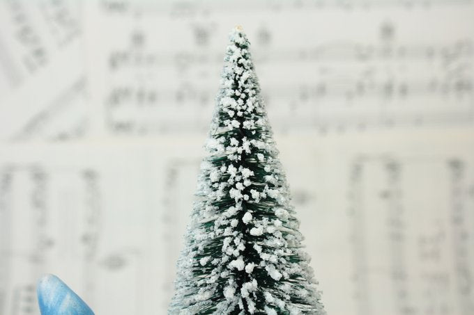 Snowy Bottle Brush Tree - 6 1/2" Set of 1 - 106-080A