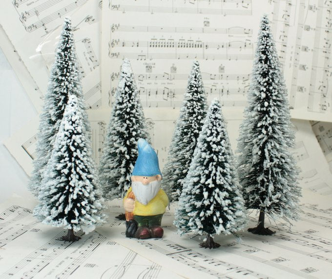 Snowy Bottle Brush Tree - 6 1/2" Set of 1 - 106-080A