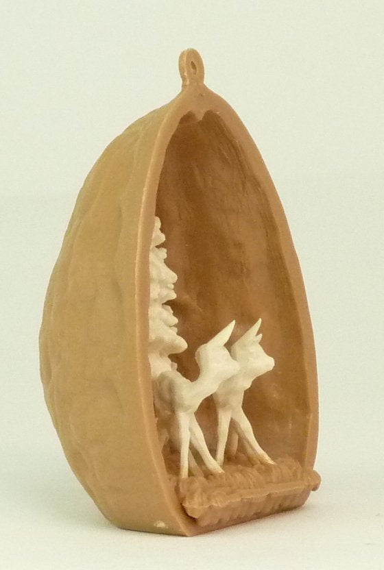 Walnut Shell with Two Deer - 203-3-137C