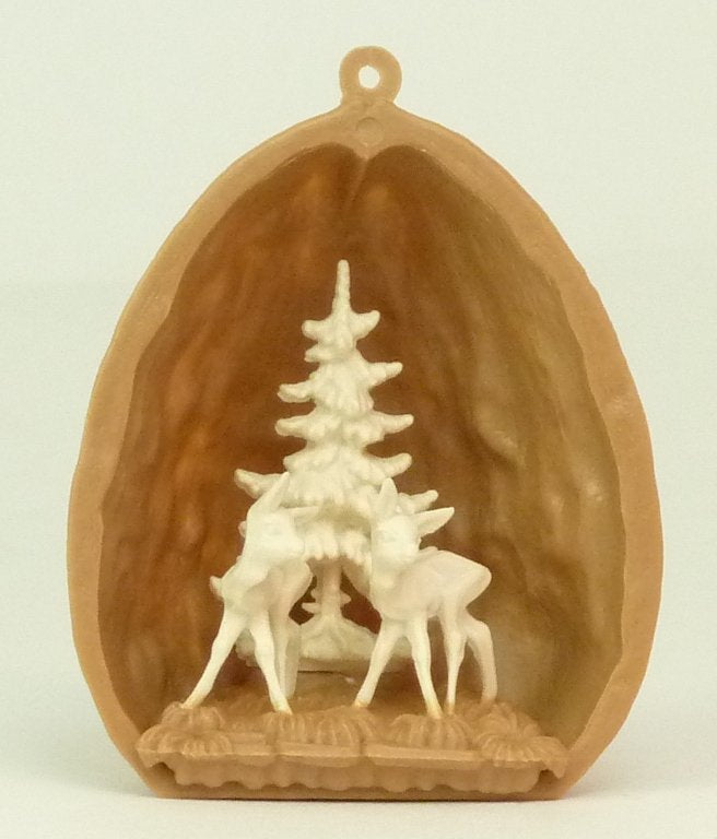 Walnut Shell with Two Deer - 203-3-137C