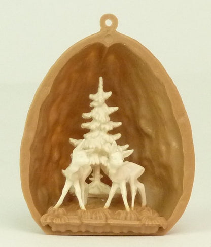 Walnut Shell with Two Deer - 203-3-137C