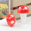 Red - Little Plastic - Mushrooms, Single with base - Set of 10