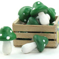Green - Wood - Hand Crafted - 3/4" Mushrooms 218-0125