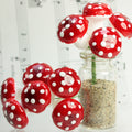 Red - Large Cotton Spun Mushrooms- Set of 10 - 5/8" - 703-1800