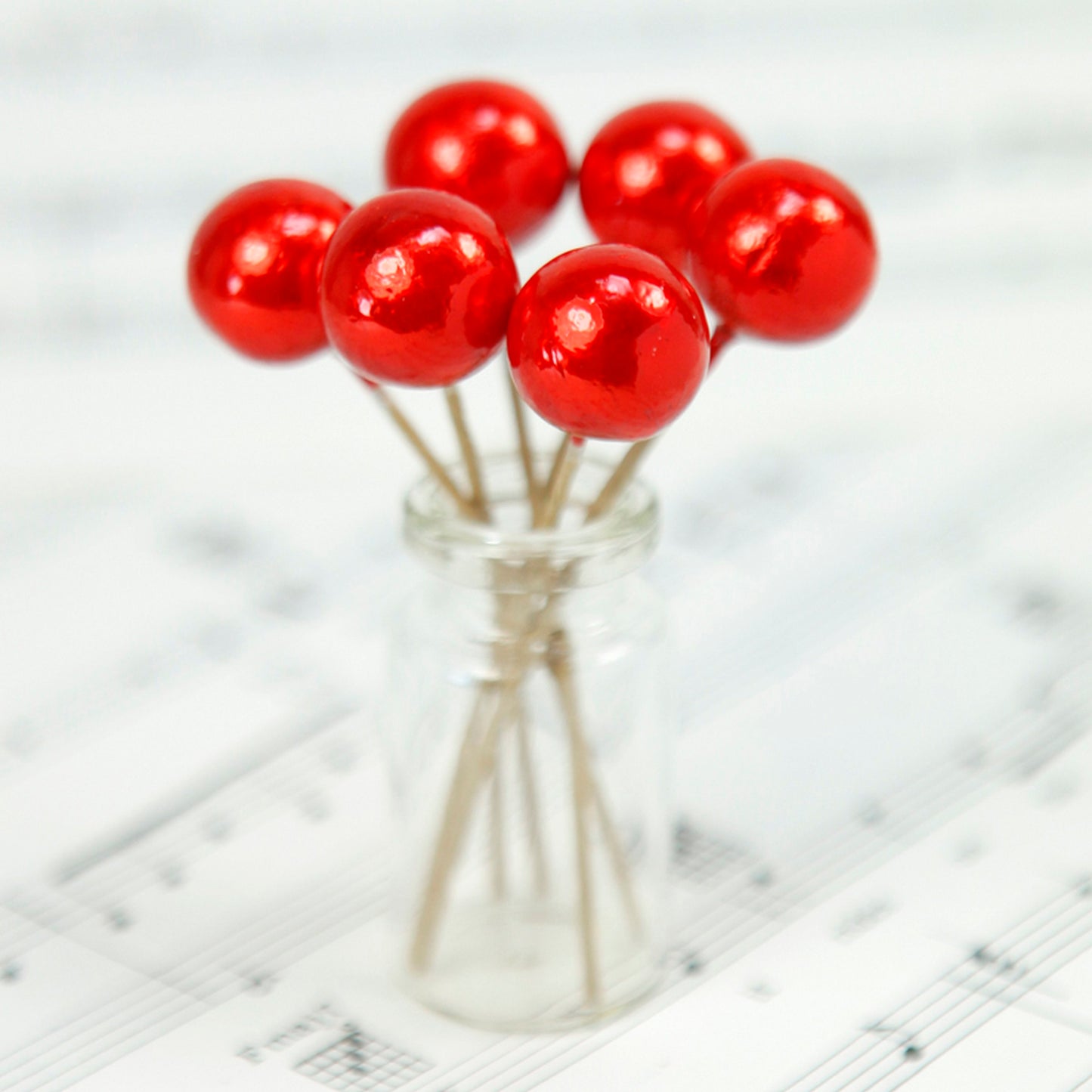 Red Metallic Spheres - Close Out - 10 pcs - 706-1100