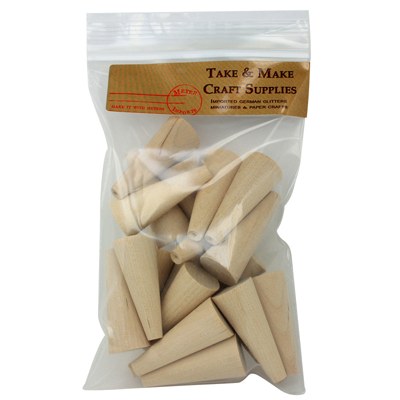 Wooden Craft Cones - 20 Pieces - 1  3/4" Tall - IV3-2483