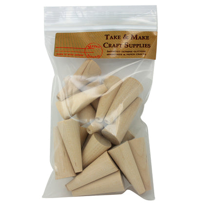 Wooden Craft Cones - 20 Pieces - 1  3/4" Tall - IV3-2483