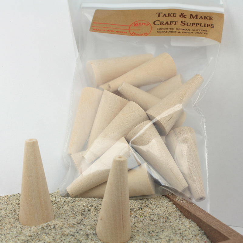 Wooden Craft Cones - 20 Pieces - 1  3/4" Tall - IV3-2483