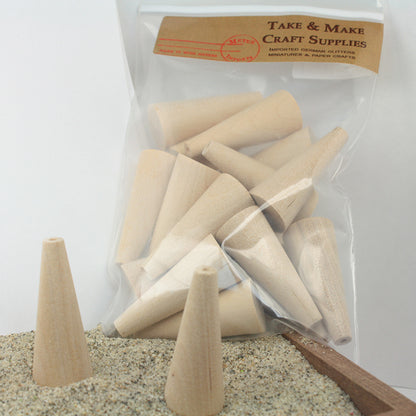 Wooden Craft Cones - 20 Pieces - 1  3/4" Tall - IV3-2483